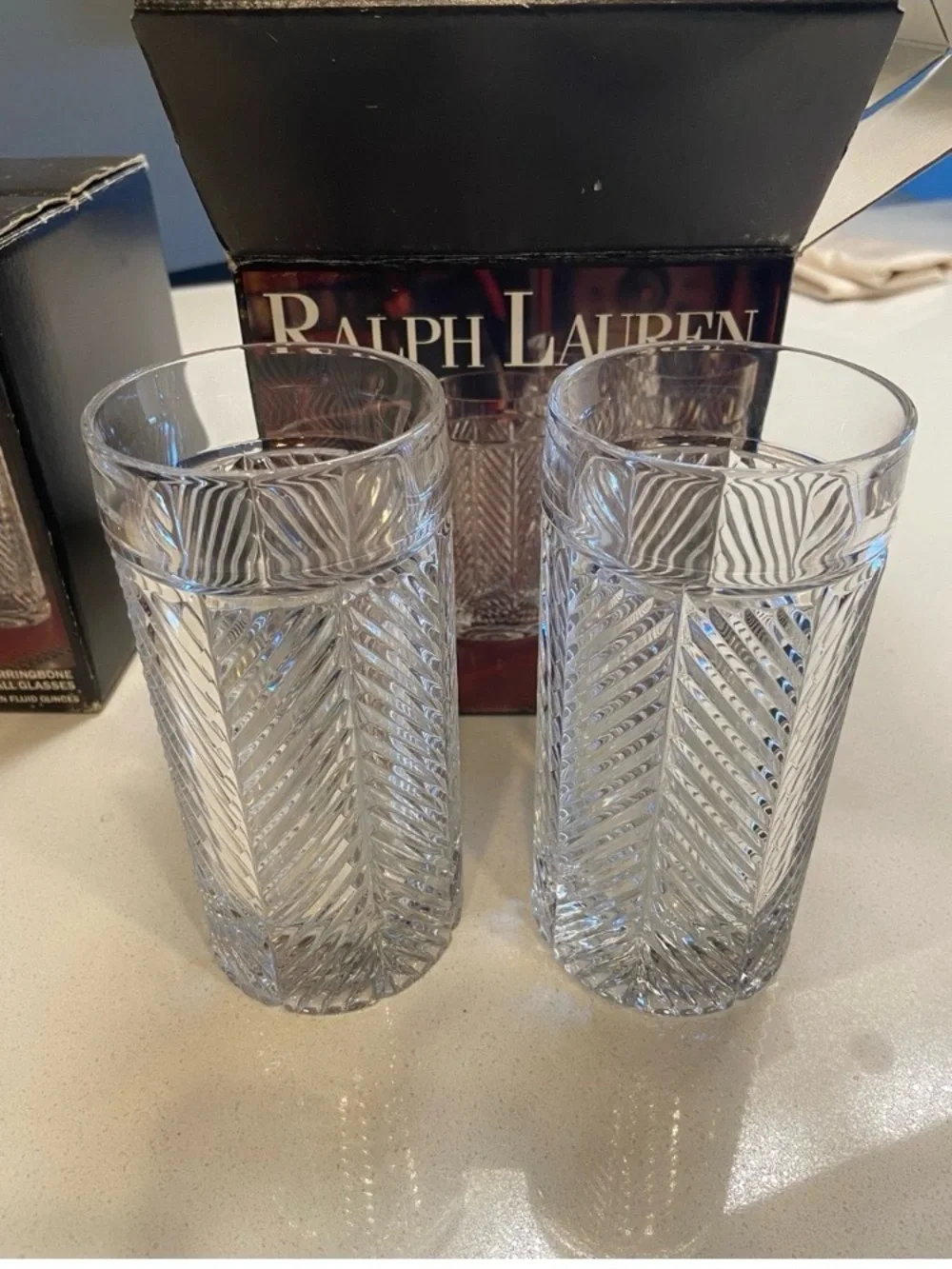 Vintage Ralph Lauren Clear Cut crystal  Highball Tumblers - Set of 4.